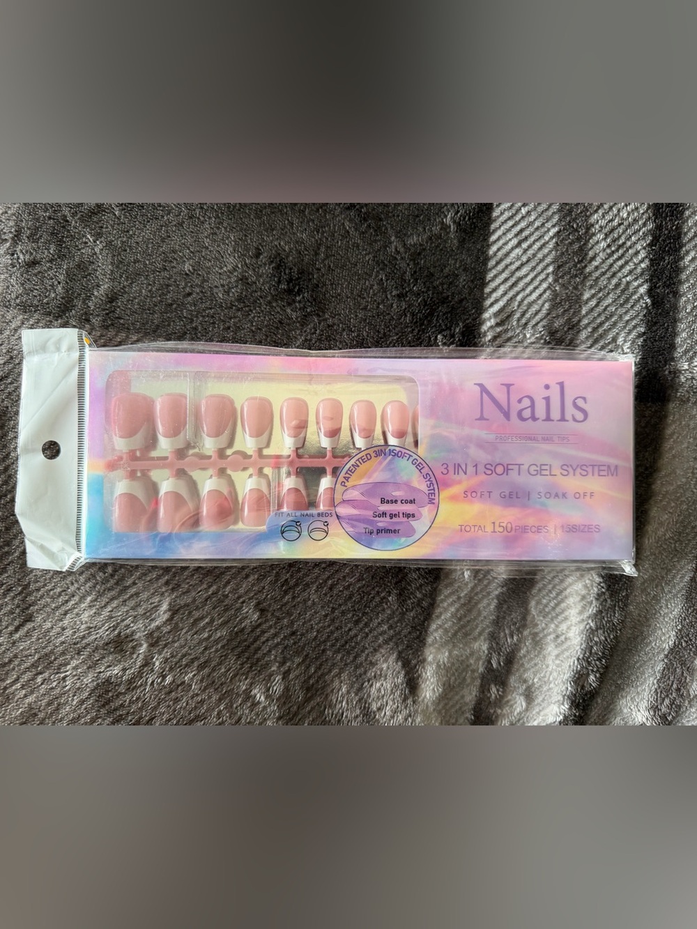 3-in-1 Soft Gel French Tip Press-Ons - Pink French Tips Long Square Shape